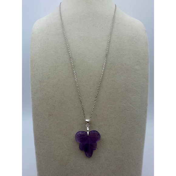 Amethyst Leaf Pendant Necklace - Picture 6 of 9